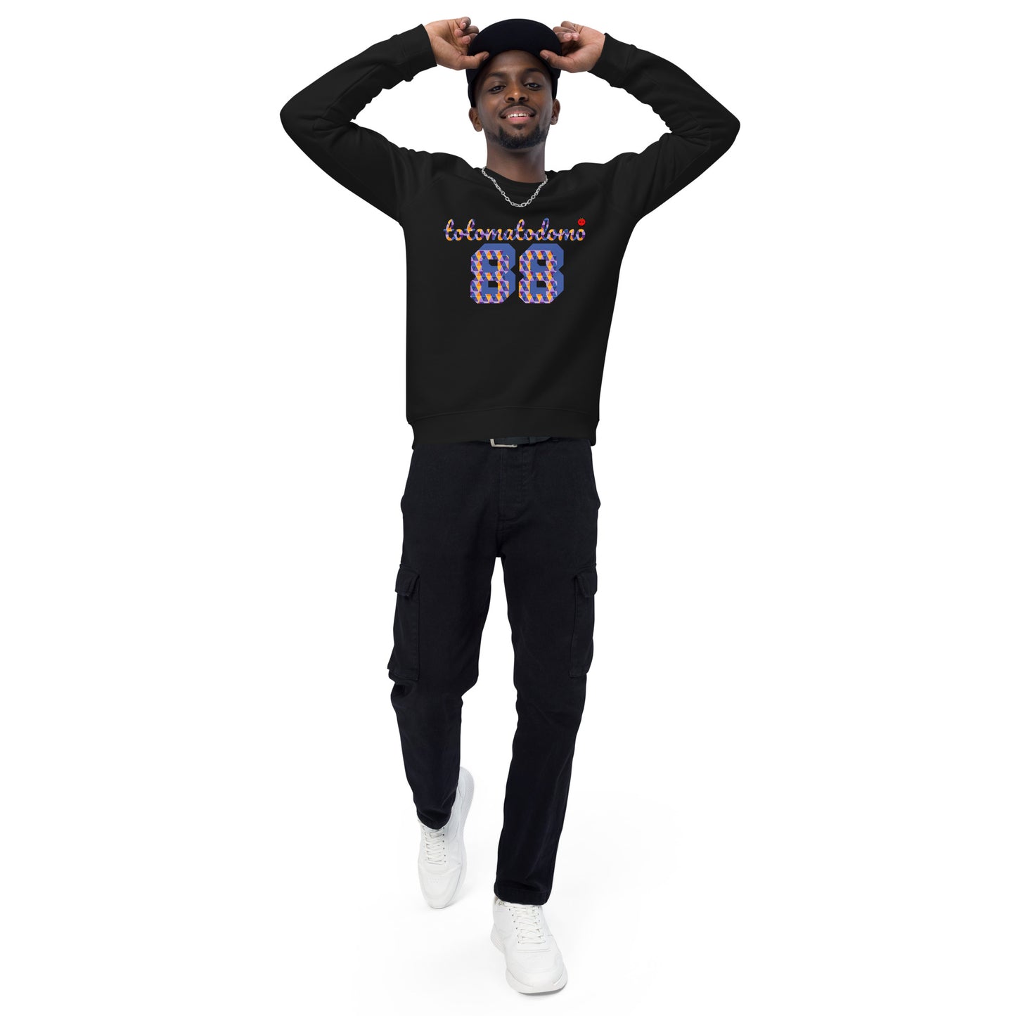 Totomatodomo Logolu Unisex Organik Sweat - Siyah Beyaz