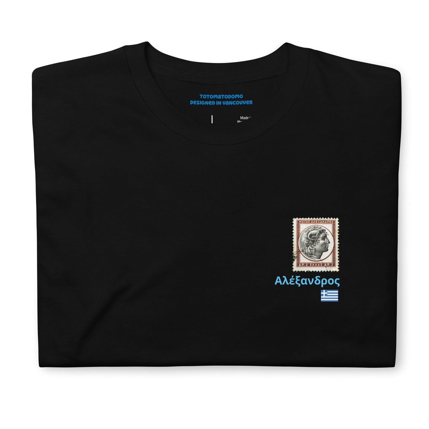 Totomatodomo Unisex 'Alexander the Great' T-Shirt | Greek Flag Design