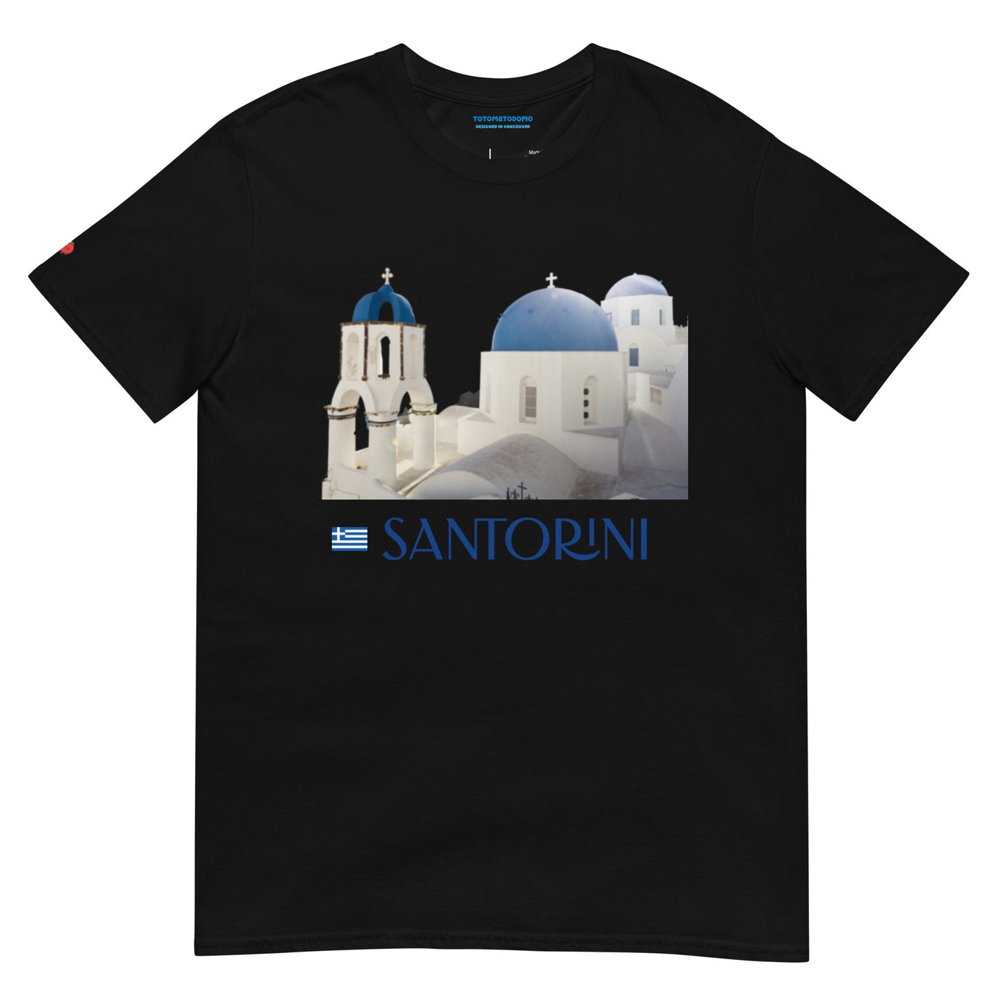 Totomatodomo Unisex 'Santorini' T-Shirt | Greek Church Design