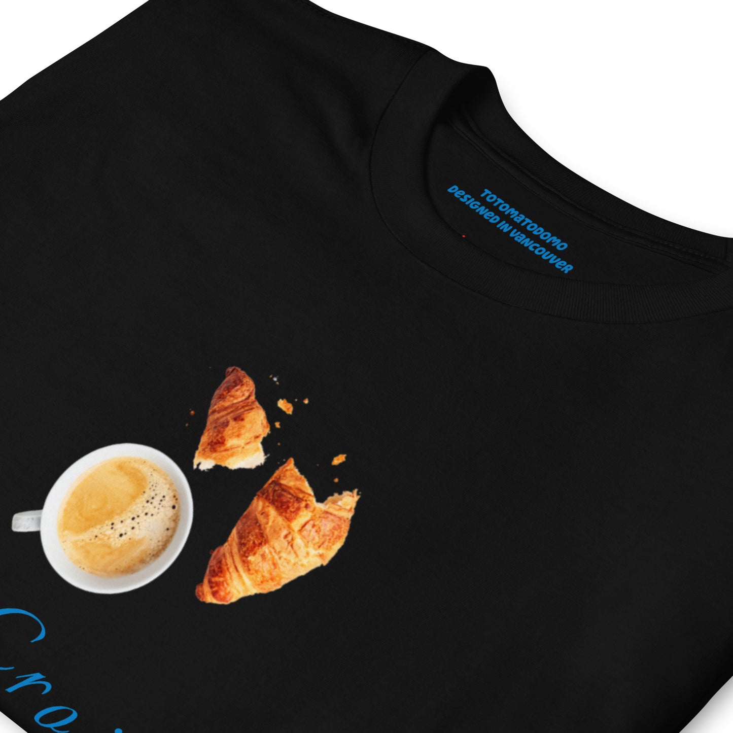 Totomatodomo Unisex 'Café et Croissant' T-Shirt | French Flag Design