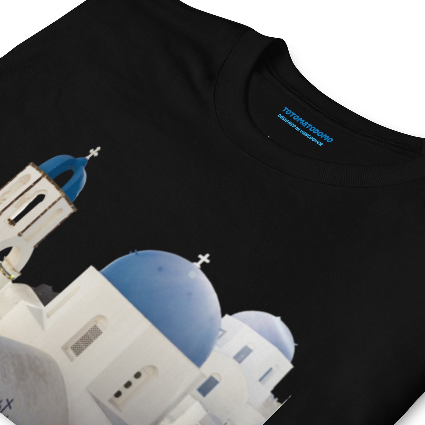 Totomatodomo Unisex 'Santorini' T-Shirt | Greek Church Design