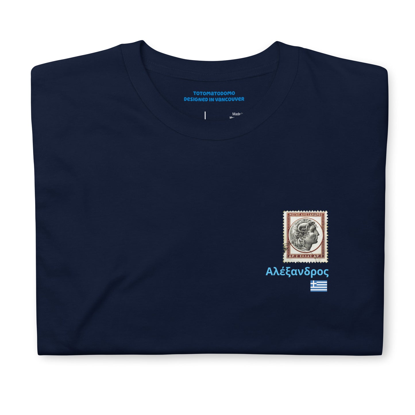 Totomatodomo Unisex 'Alexander the Great' T-Shirt | Greek Flag Design