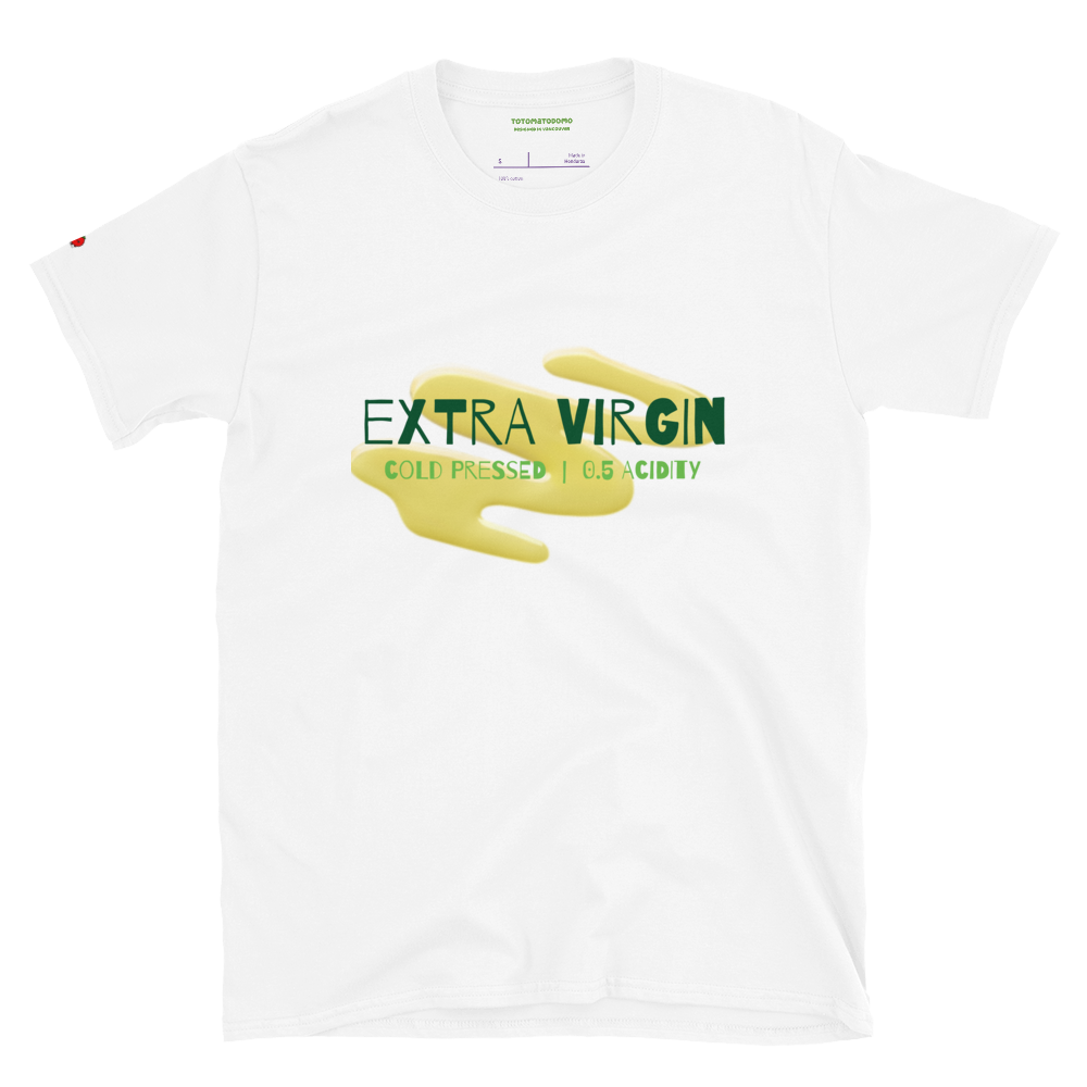 Totomatodomo Unisex 'Extra Virgin' Olive Oil T-Shirt | Soft Cotton Tee