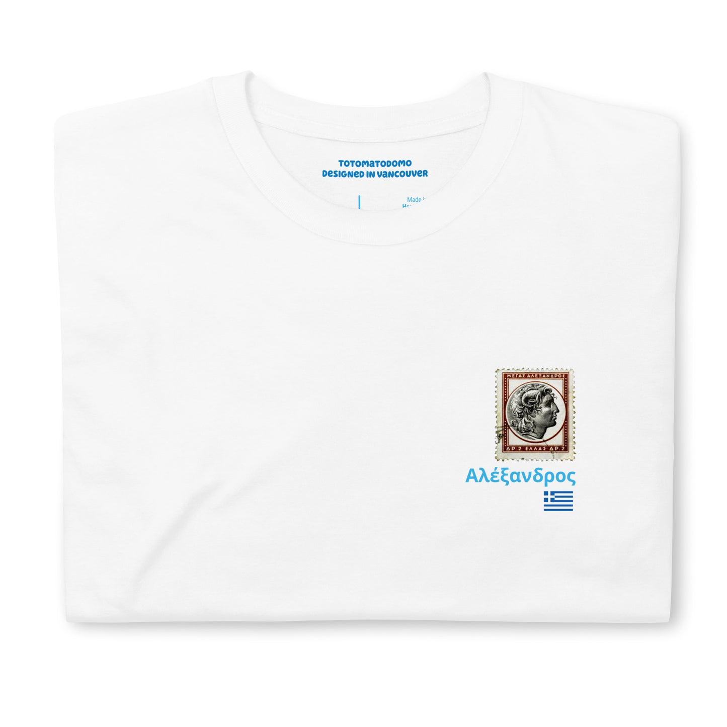 Totomatodomo Unisex 'Alexander the Great' T-Shirt | Greek Flag Design