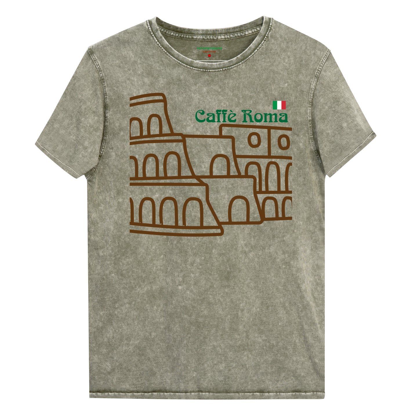 Totomatodomo Unisex 'Café Roma' Denim look T-Shirt | Colosseum Design