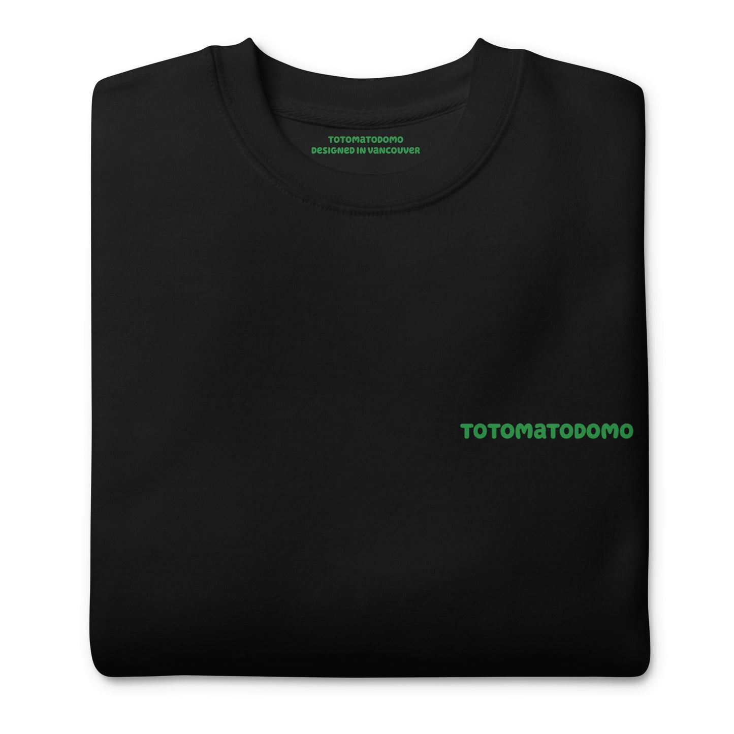 Totomatodomo Unisex Minimalist Sweatshirt | Streetwear Tomato Logo Crewneck Green Logo