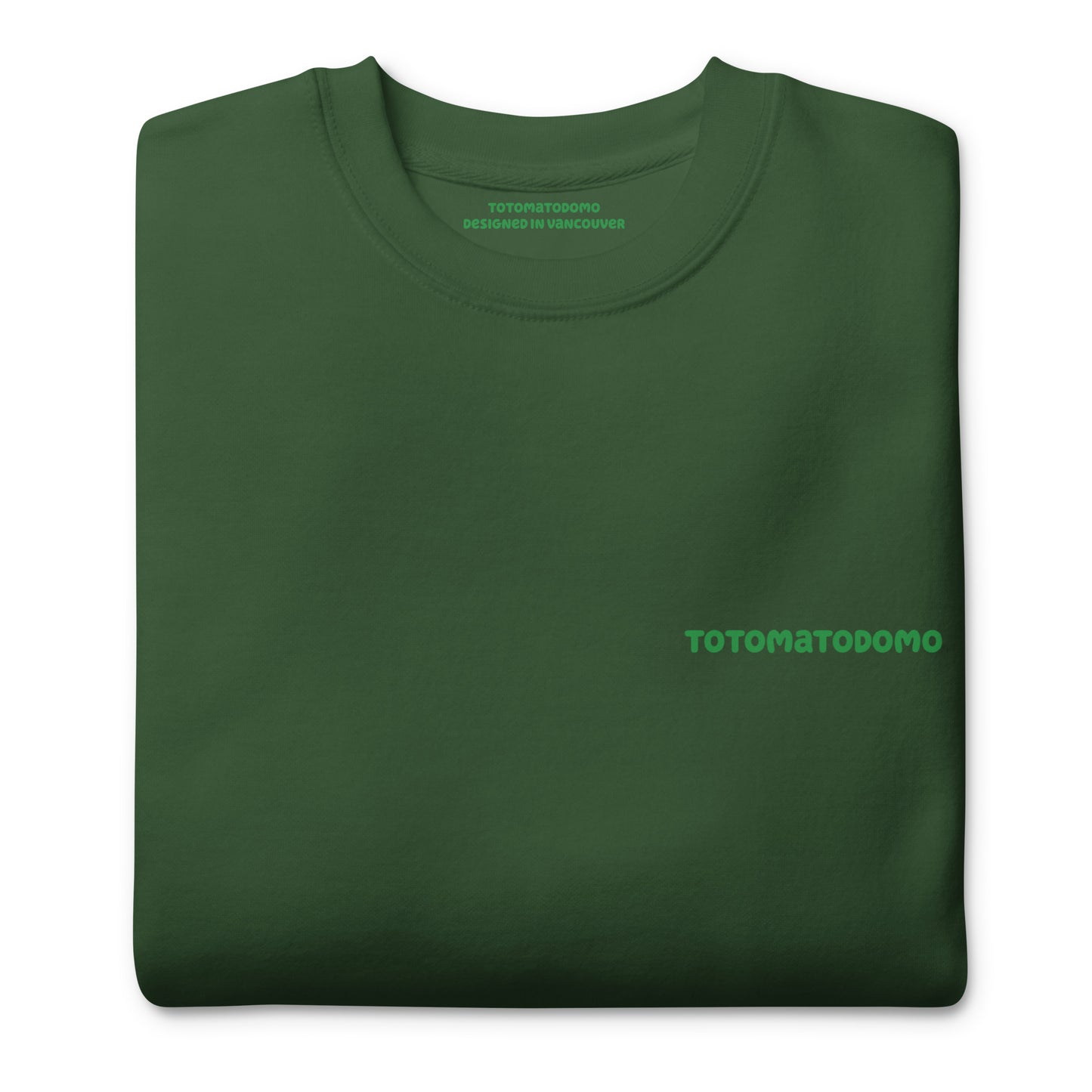 Totomatodomo Unisex Minimalist Sweatshirt | Streetwear Tomato Logo Crewneck Green Logo