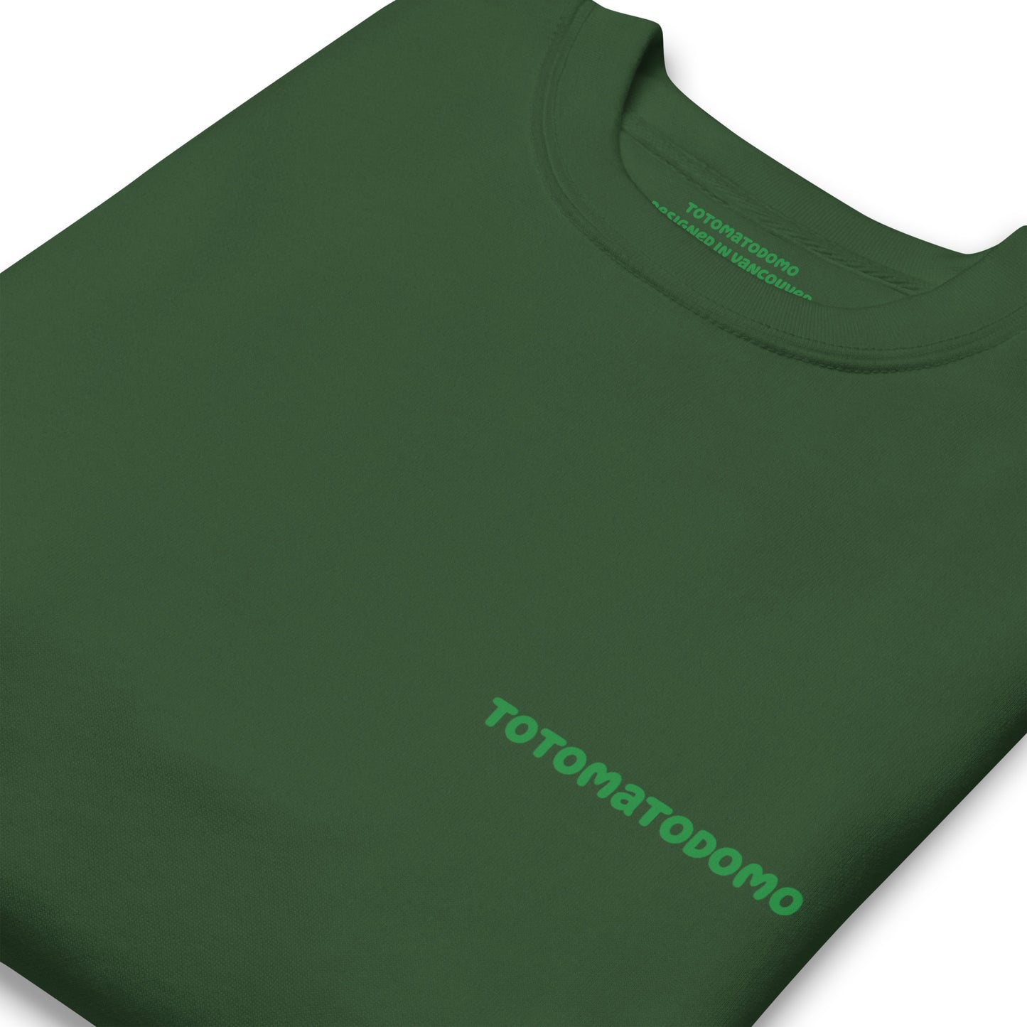 Totomatodomo Unisex Minimalist Sweatshirt | Streetwear Tomato Logo Crewneck Green Logo