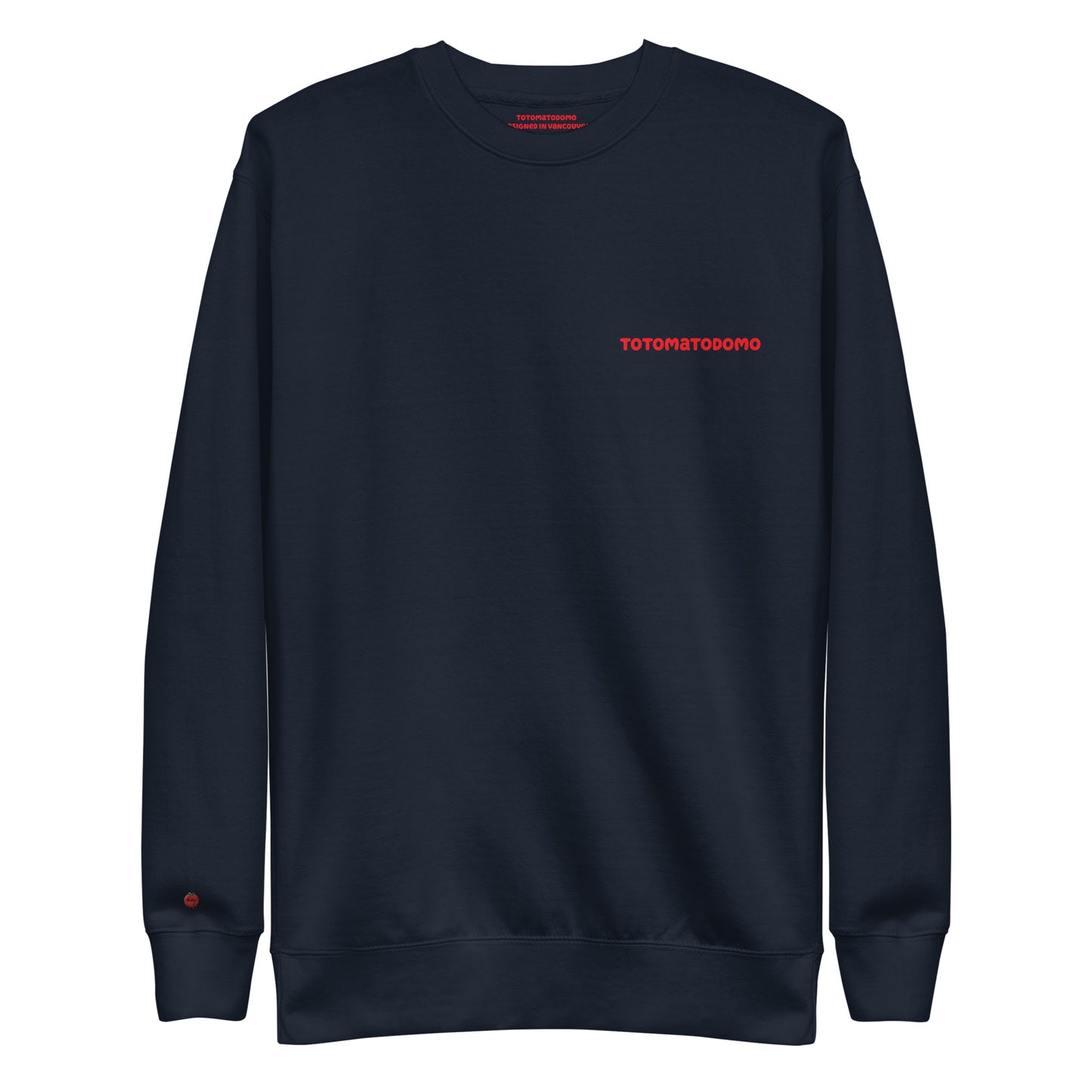 Totomatodomo Unisex Minimalist Sweatshirt | Streetwear Tomato Logo Crewneck - Red Logo