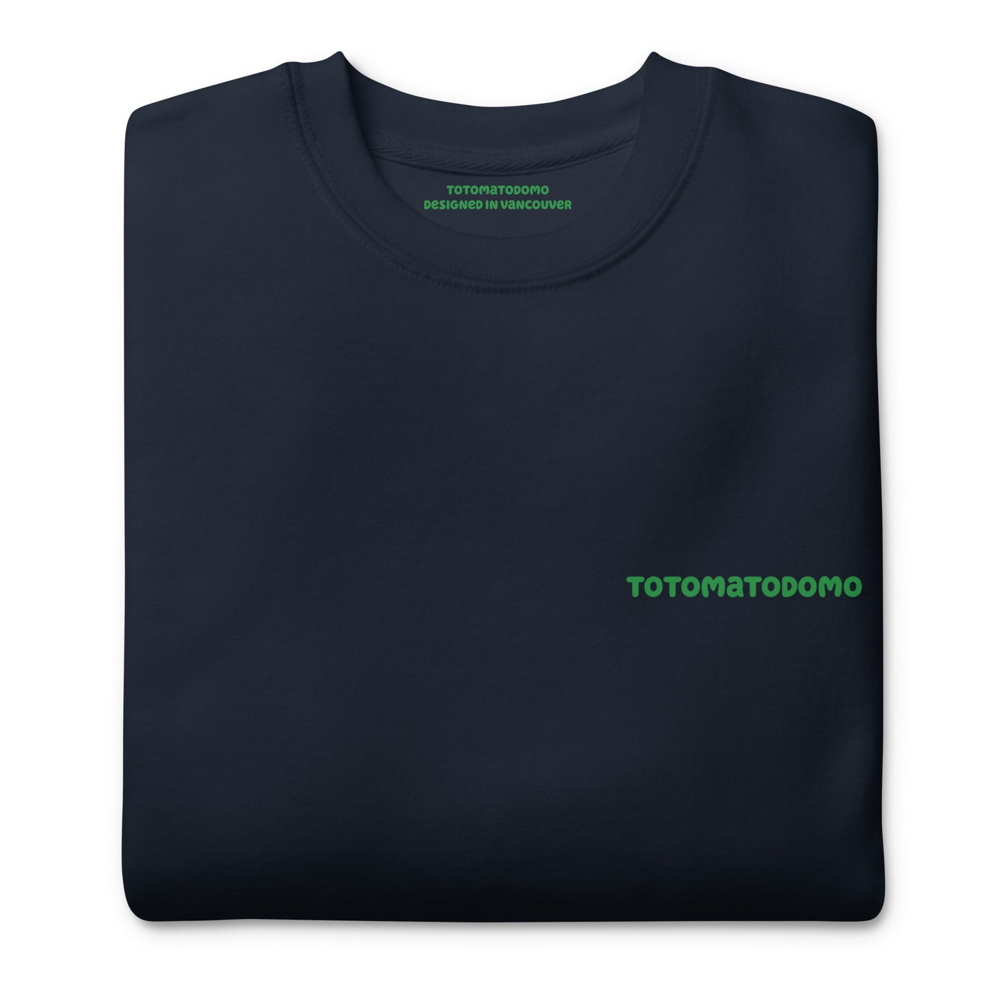 Totomatodomo Unisex Minimalist Sweatshirt | Streetwear Tomato Logo Crewneck Green Logo