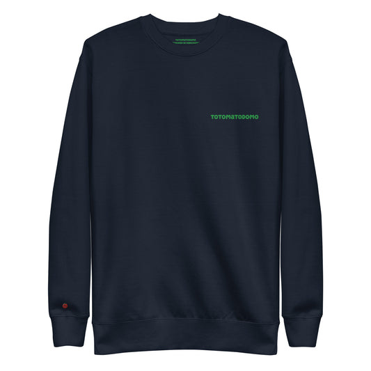 Totomatodomo Unisex Minimalist Sweatshirt | Streetwear Tomato Logo Crewneck Green Logo