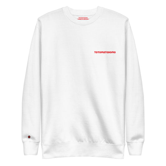 Totomatodomo Unisex Minimalist Sweatshirt | Streetwear Tomato Logo Crewneck - Red Logo