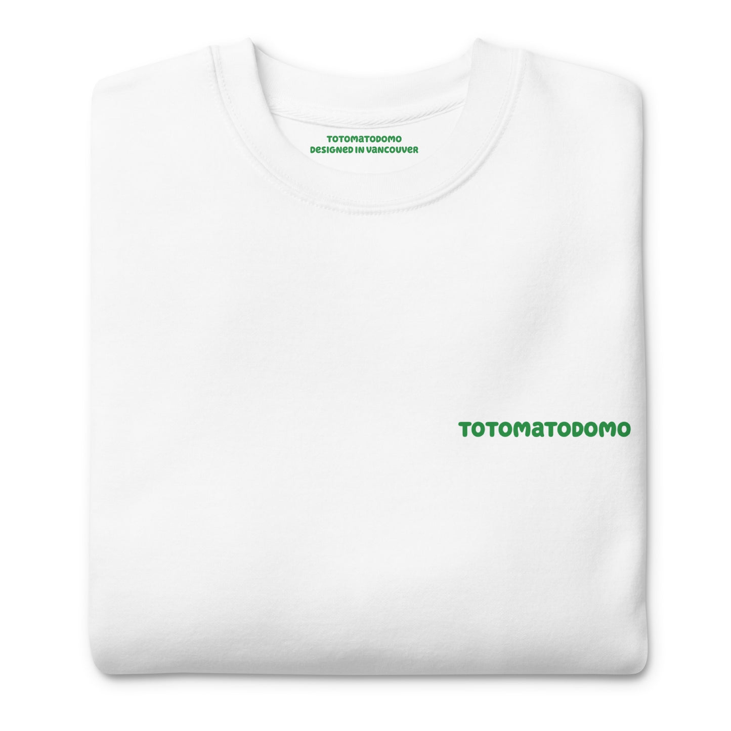 Totomatodomo Unisex Minimalist Sweatshirt | Streetwear Tomato Logo Crewneck Green Logo