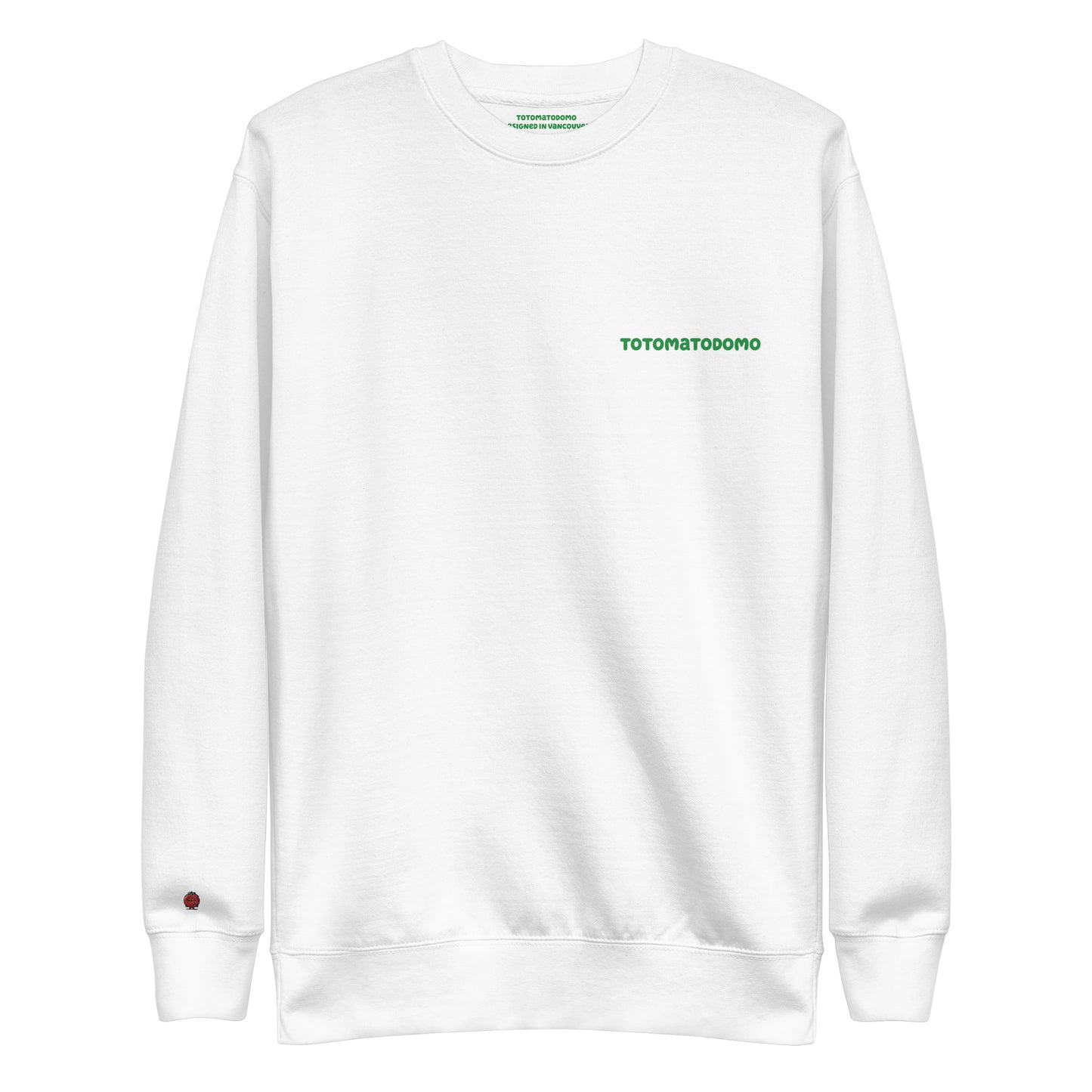 Totomatodomo Unisex Minimalist Sweatshirt | Streetwear Tomato Logo Crewneck Green Logo