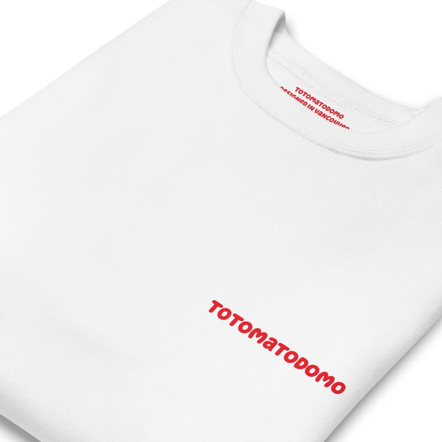 Totomatodomo Unisex Minimalist Sweatshirt | Streetwear Tomato Logo Crewneck - Red Logo