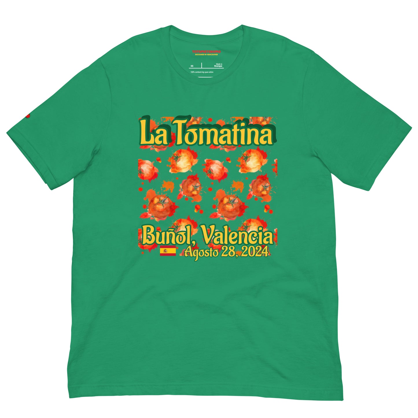 "La Tomatina Fiesta" Women's Organic Cotton T-Shirt - Green | Limited Edition