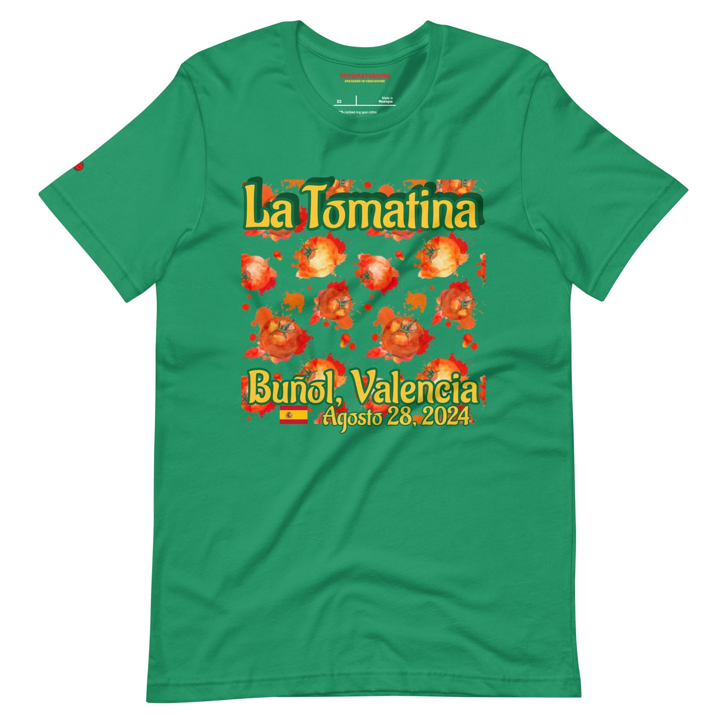 "La Tomatina Fiesta" Women's Organic Cotton T-Shirt - Green | Limited Edition